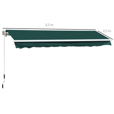 3.5x2.5 M Manual Retractable Awning - Green