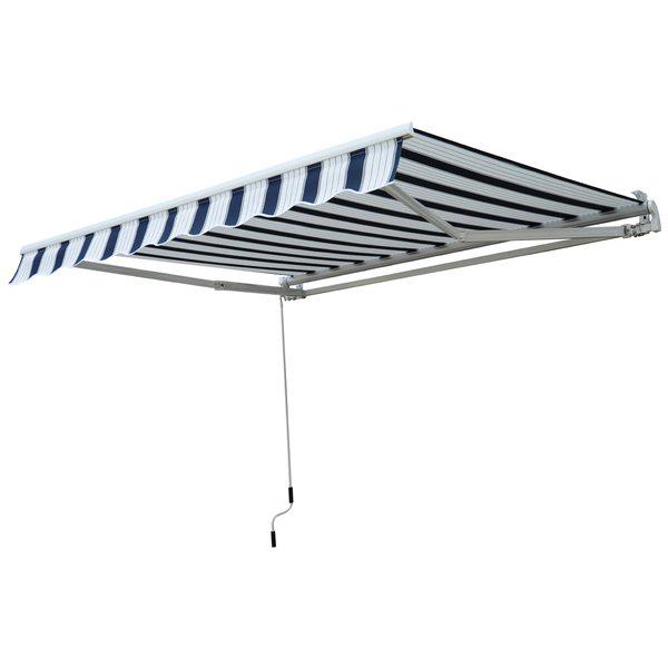 Manual Retractable Awning, 3x2.5 M - Blue/White Stripes