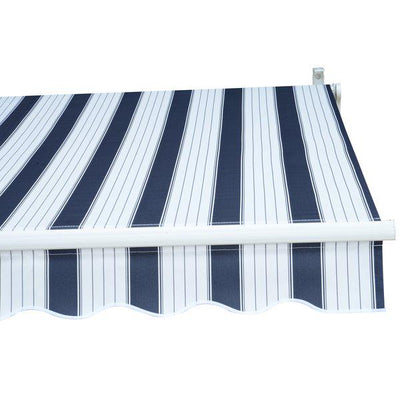 Manual Retractable Awning, 3x2.5 M - Blue/White Stripes