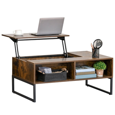 Extendable Coffee Table Lift Top Desk - Brown