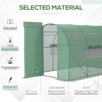 Outsunny Large Walk-In Greenhouse, Plant Gardening Tunnel Hot House with Metal Hinged Door, Galvanised Steel Frame & Mesh Windows (3 x 2M)