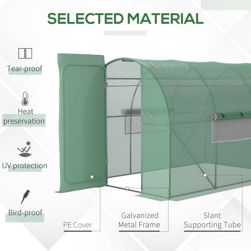 Outsunny Large Walk-In Greenhouse, Plant Gardening Tunnel Hot House with Metal Hinged Door, Galvanised Steel Frame & Mesh Windows (3 x 2M)