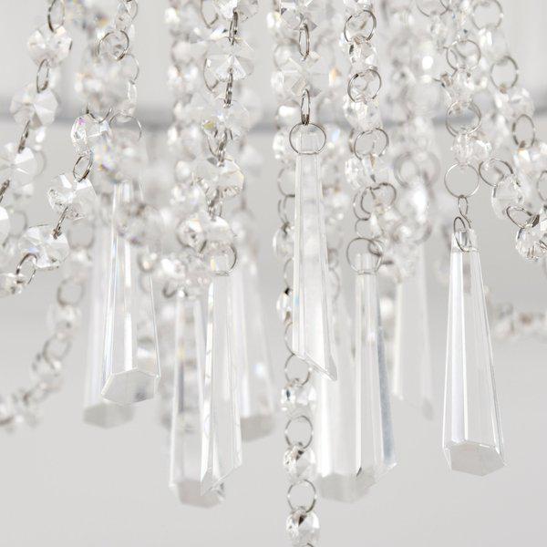 Metal Ceiling Light With Crystal Pendant Fabric Shade For Home Office - White