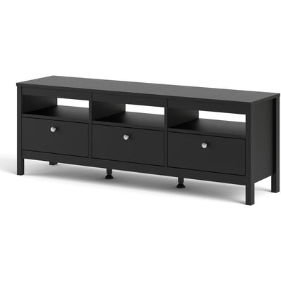 Milan 3 Drawer Matt Black TV Unit