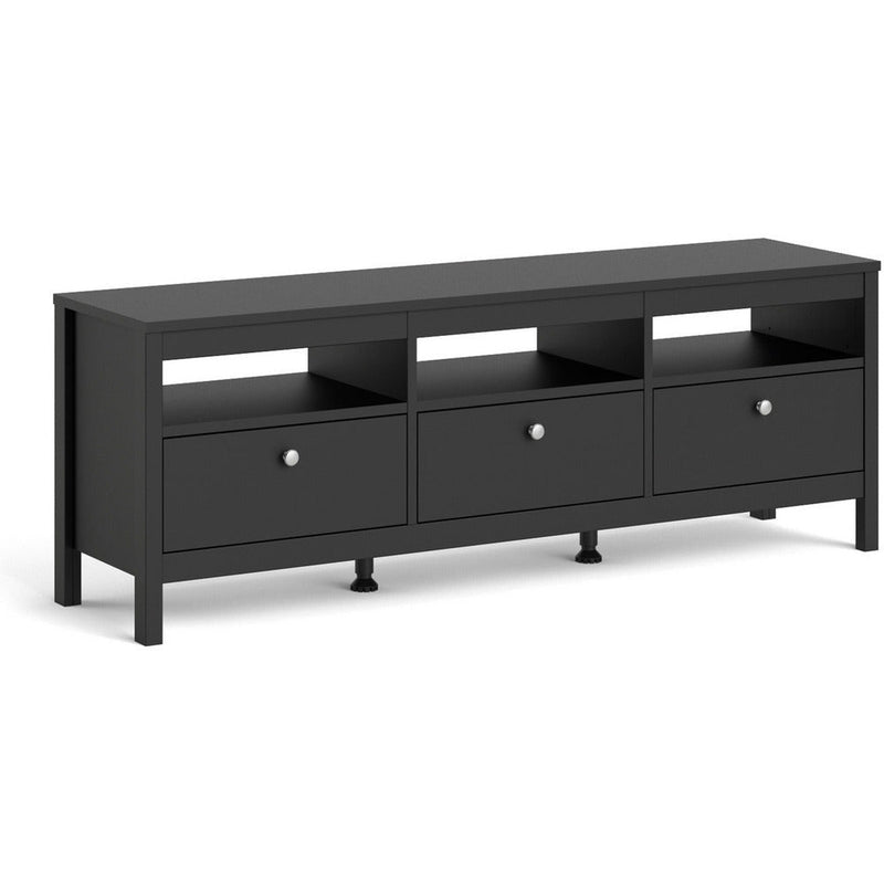 Milan 3 Drawer Matt Black TV Unit