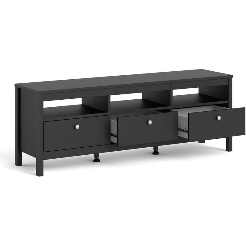 Milan 3 Drawer Matt Black TV Unit