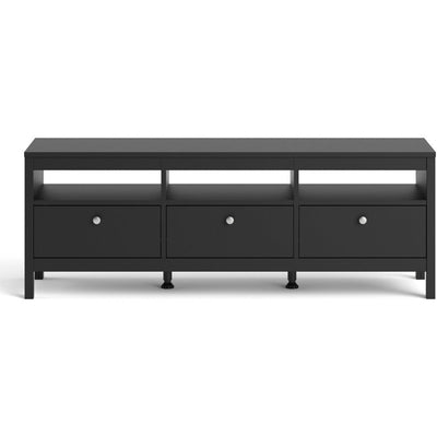 Milan 3 Drawer Matt Black TV Unit