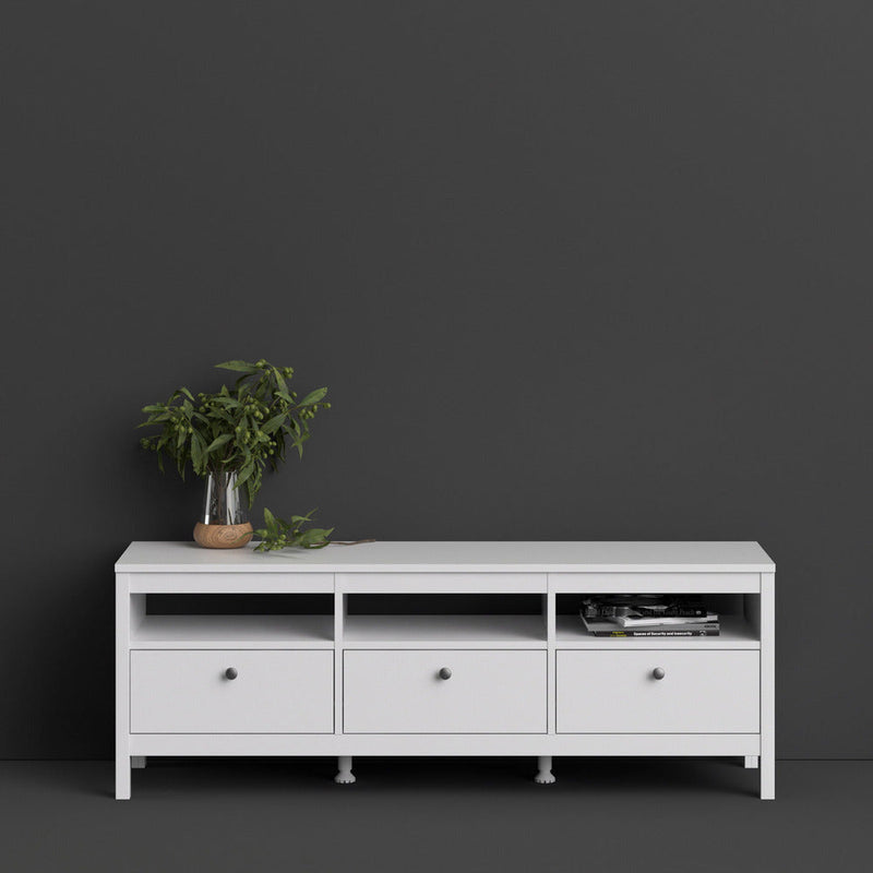 Milan 3 Drawer White Modern TV Unit