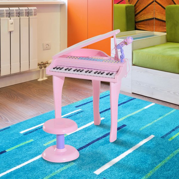 Mini Electronic Piano W/Stool - Pink