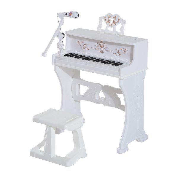 Mini Electronic Piano W/Microphone And Stool - White