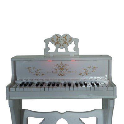 Mini Electronic Piano W/Microphone And Stool - White