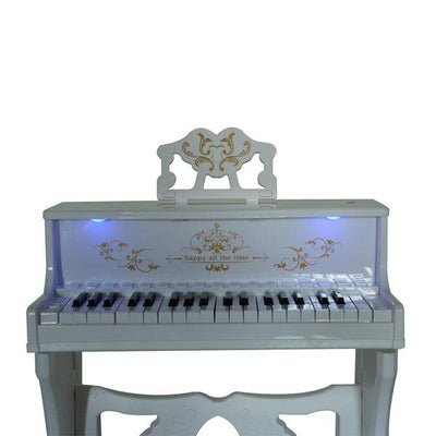 Mini Electronic Piano W/Microphone And Stool - White