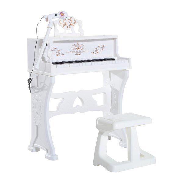 Mini Electronic Piano W/Microphone And Stool - White