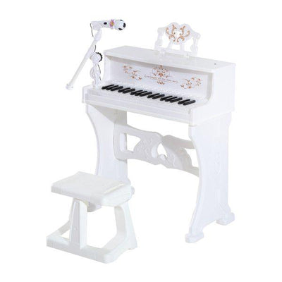 Mini Electronic Piano W/Microphone And Stool - White