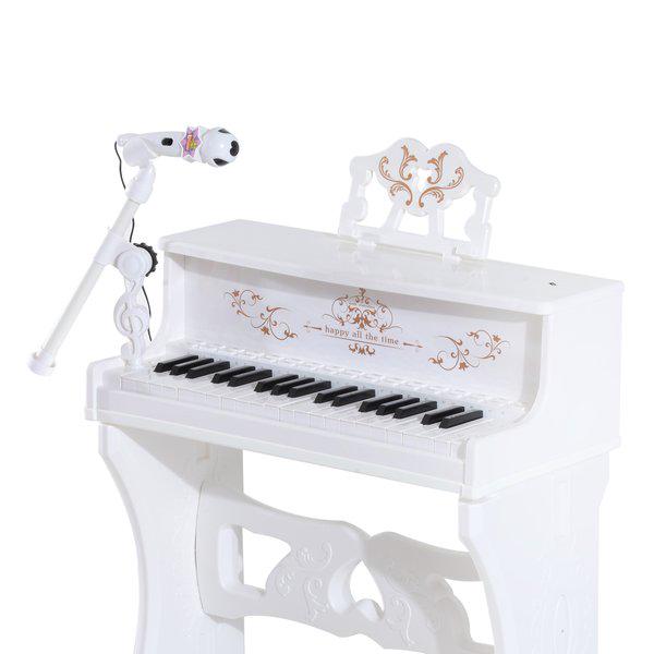 Mini Electronic Piano W/Microphone And Stool - White