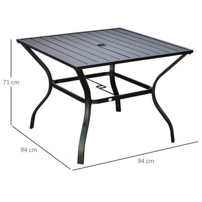 Garden Table With Parasol Hole- Black