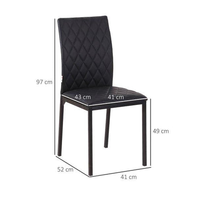 Modern Dining Chairs Faux Leather Accent For Kitchen, Set Of 4 - Black