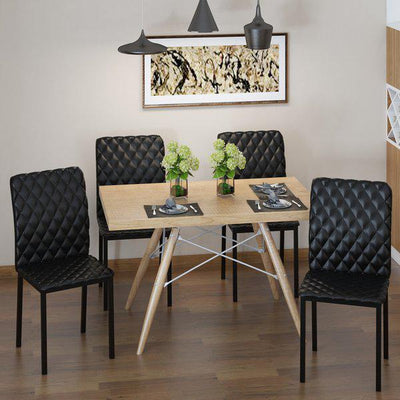 Modern Dining Chairs Faux Leather Accent For Kitchen, Set Of 4 - Black