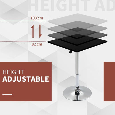 Modern Height Adjustable Bar With Square Tabletop And Metal Base Home Pub