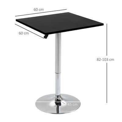 Modern Height Adjustable Bar With Square Tabletop And Metal Base Home Pub