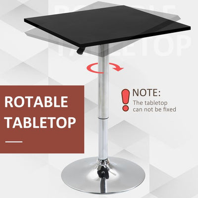 Modern Height Adjustable Bar With Square Tabletop And Metal Base Home Pub