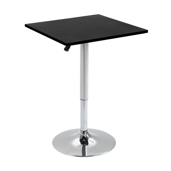 Modern Height Adjustable Bar With Square Tabletop And Metal Base Home Pub