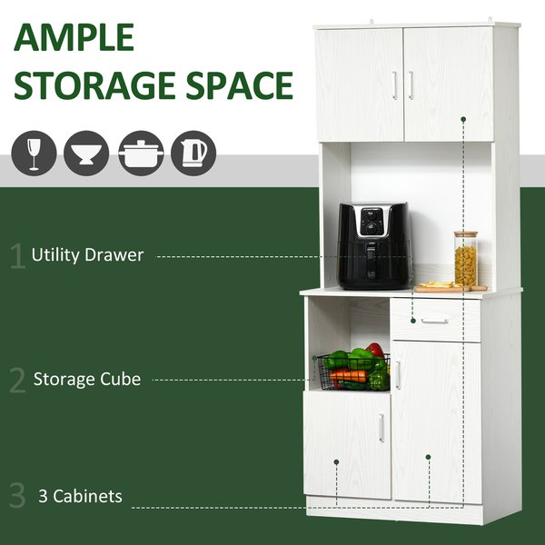 Modern Kitchen Pantry Cupboard Storage Cabinet W/ Drawer And Shelves