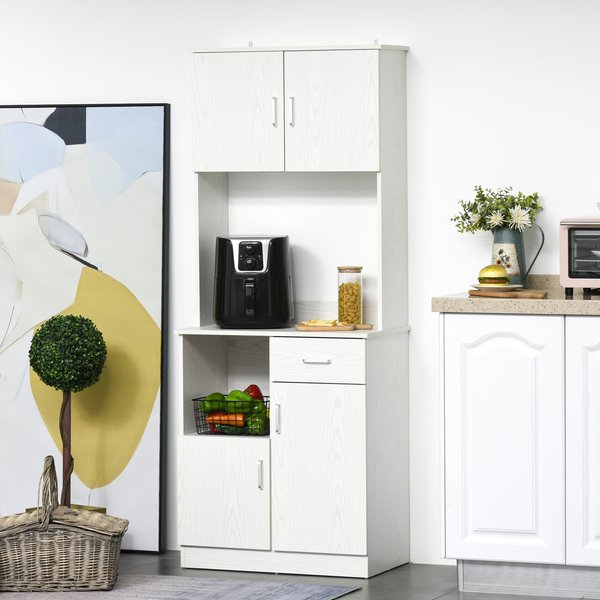 Modern Kitchen Pantry Cupboard Storage Cabinet W/ Drawer And Shelves