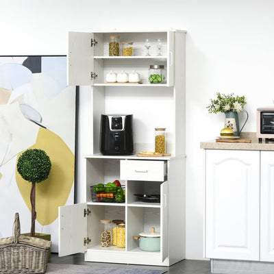 Modern Kitchen Pantry Cupboard Storage Cabinet W/ Drawer And Shelves