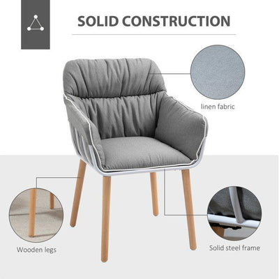 Modern Leisure Armrest Chair With Wooden Legs Foam Padding For Home Office