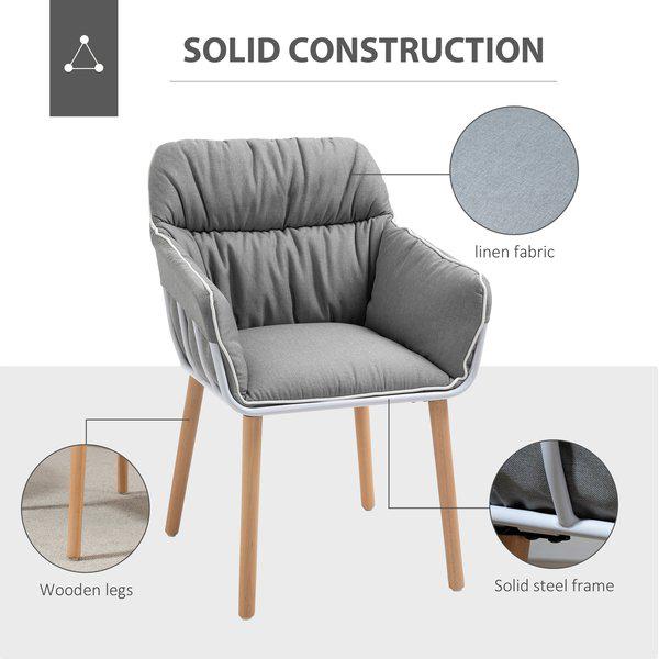 Modern Leisure Armrest Chair With Wooden Legs Foam Padding For Home Office