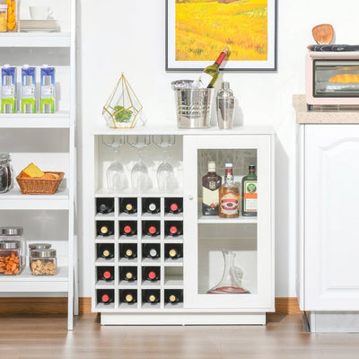 Modern Sideboard Wine Cabinet Cupboard With Glass Holder And 20-Bottle Rack