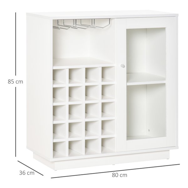 Modern Sideboard Wine Cabinet Cupboard With Glass Holder And 20-Bottle Rack