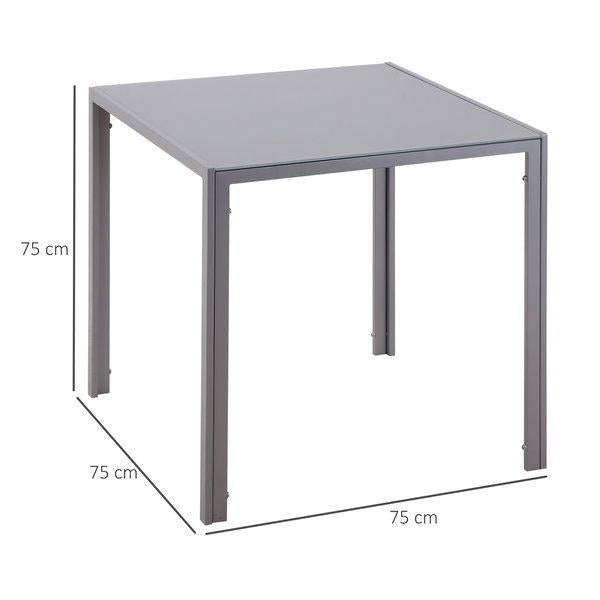 Modern Square Dining Table With Glass Top And Metal Legs For Room