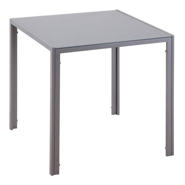 Modern Square Dining Table With Glass Top And Metal Legs For Room