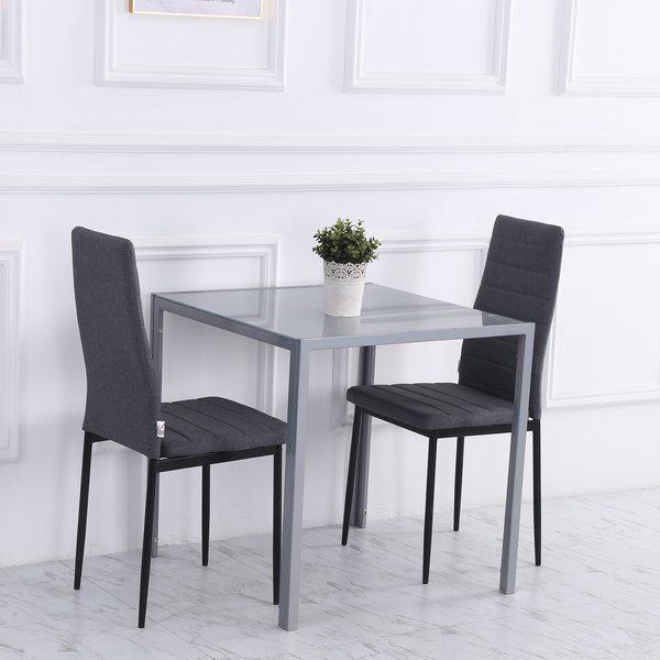 Modern Square Dining Table With Glass Top And Metal Legs For Room