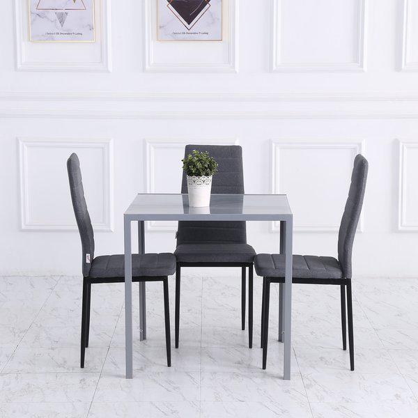 Modern Square Dining Table With Glass Top And Metal Legs For Room