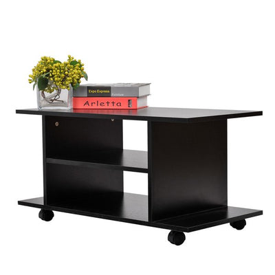 Modern TV Cabinet Stand Storage Shelves Table Bookcase - Black