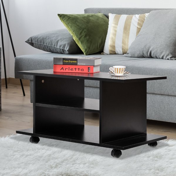 Modern TV Cabinet Stand Storage Shelves Table Bookcase - Black