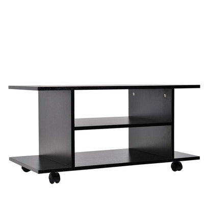 Modern TV Cabinet Stand Storage Shelves Table Bookcase - Black