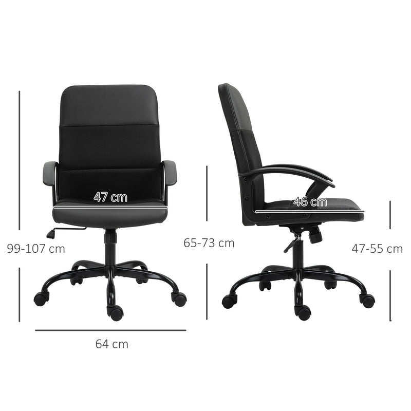 Vinsetto PVC Leather & Mesh Panel Blend Office Chair Swivel Seat w/ Padding Ergonomic Desk Adjustable Height Tilt 5 Wheels Stylish Black