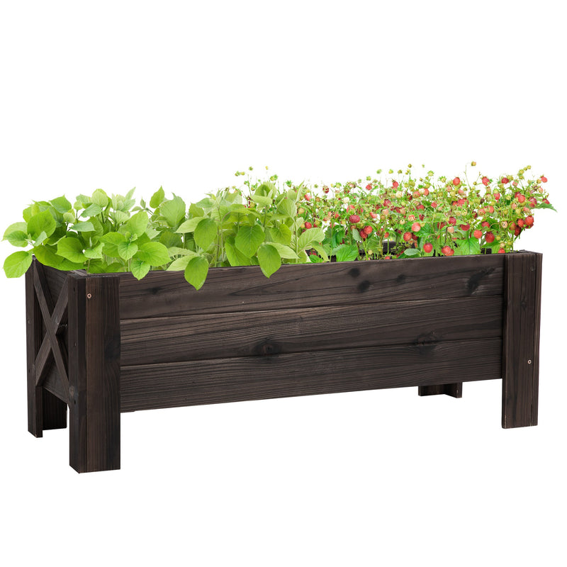 Outsunny Garden Raised Bed Planter Grow Containers for Outdoor Patio Plant Flower Vegetable Pot Fir Wood, 100 x 36.5 x 36 cm