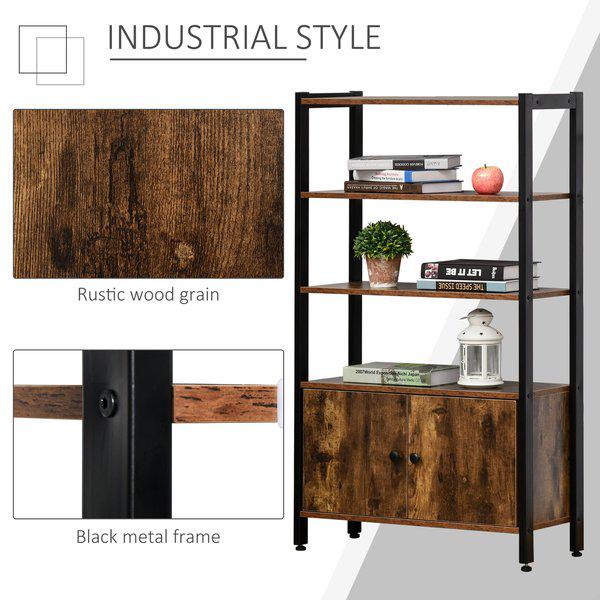 Multifunctional Bookshelf Storage Cabinet Bookcase W/ Display Shelves And Cupboard