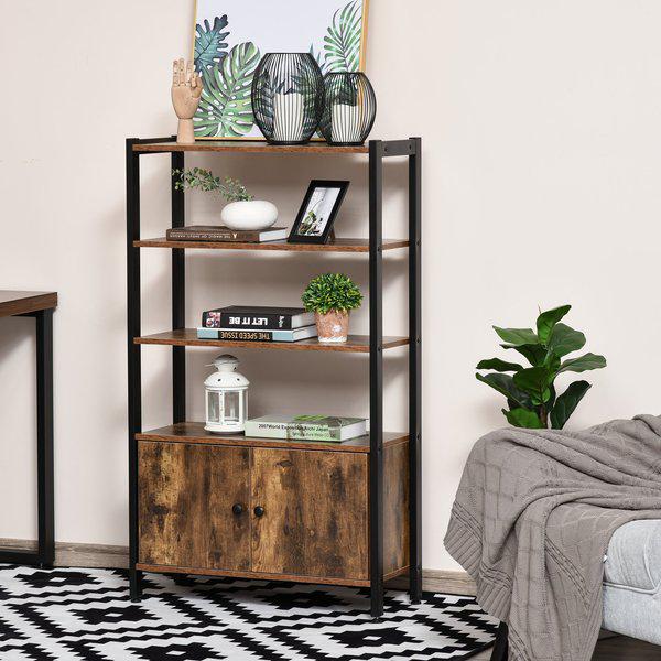 Multifunctional Bookshelf Storage Cabinet Bookcase W/ Display Shelves And Cupboard