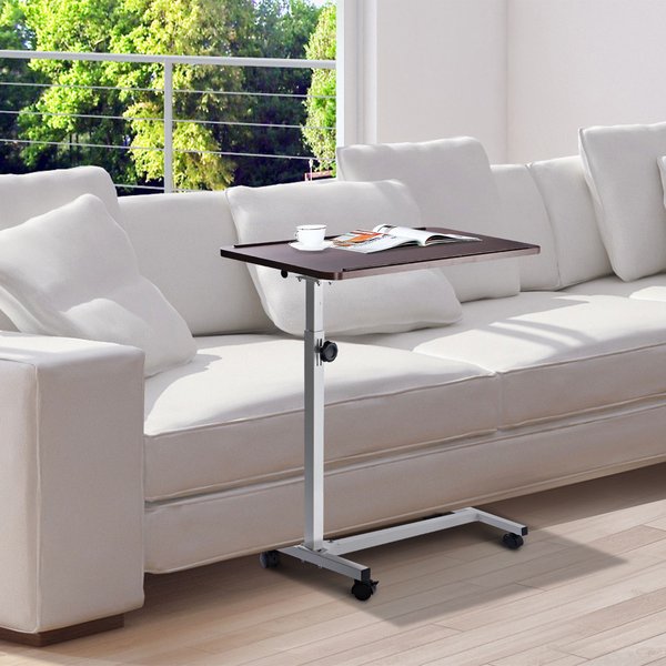 Multipurpose Overbed/Chair Table W/4 Castors- White/Brown