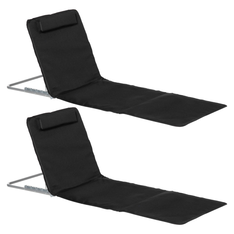 2 PCs of Beach Mat with Backrest- Black