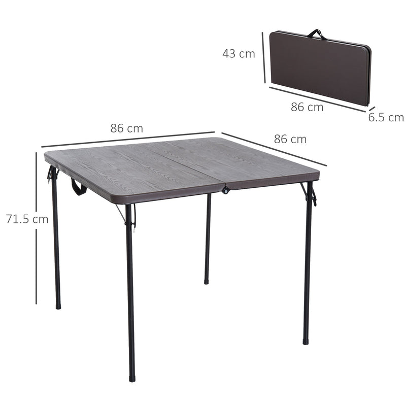 Outsunny Portable Picnic Table for Outdoor Events Garden Camping BBQ Party, 86Lx86Wx71.5H cm-Black/Brown