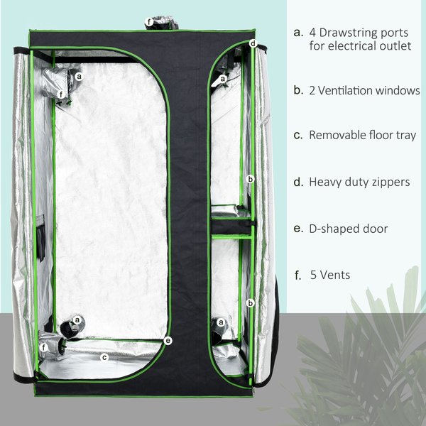 Mylar Hydroponic Grow Tent With Vents And Floor Tray For Indoor Plant Growing