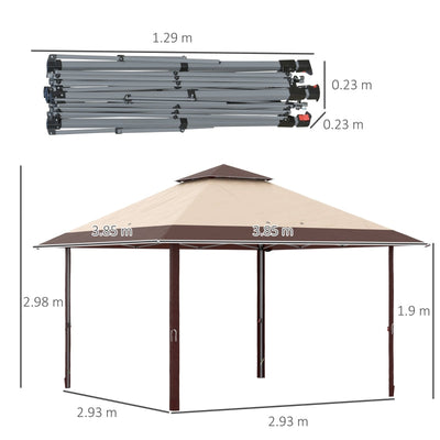 4 X 4m Pop-up Gazebo, With Roller Bag - Brown