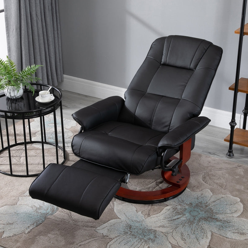 Faux Leather Manual 145° Recliner Chair - Black